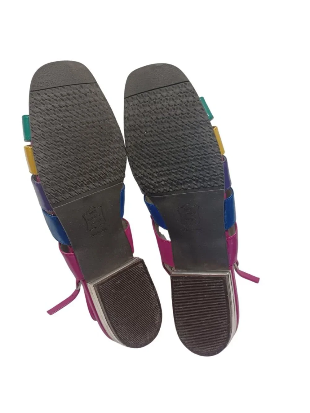 Ros Hommerson Flat Strappy Grandma Chic Sandal Multi Color Vintage Womens 9.5N